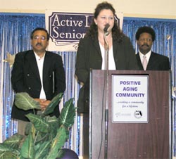 Commissioner Bill Proctor, Mayor John Marks and Kim Lindsay for a Lifetime initiative, in recognition of the achievements Tallahassee-Leon County has made towards the Positive Aging Community Project