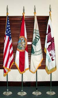 Image containing US, State of Florida, Leon County and City of Tallahassee Flags